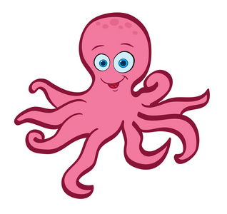孤立的卡通章鱼照片