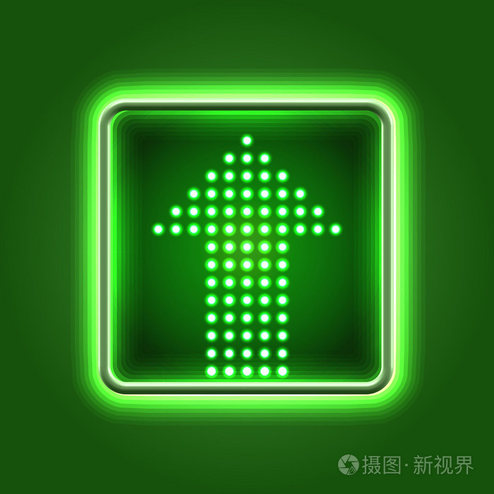 霓虹灯的绿色箭头图标