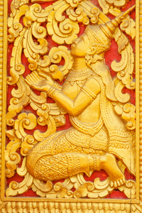 louangprabang 风格的艺术画上寺为背景