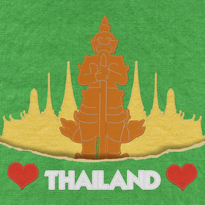 泰国旅游概念栅绣风格对织物背景