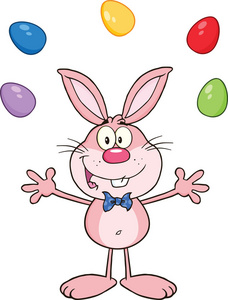 可爱的粉红色兔子性格玩弄复活节彩蛋