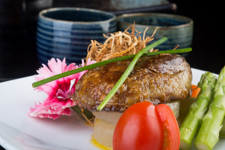 日本料理。牛肉多维数据集的背景