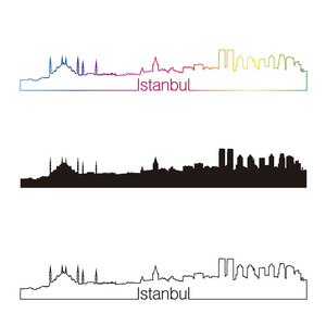 伊斯坦布尔的天际线直线型，彩虹