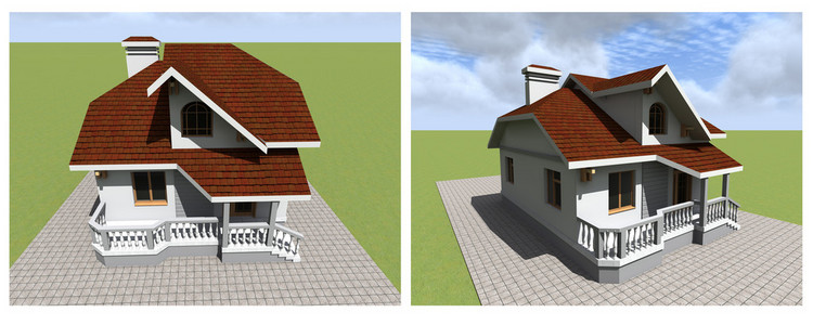 三维模型的一栋小房子图片