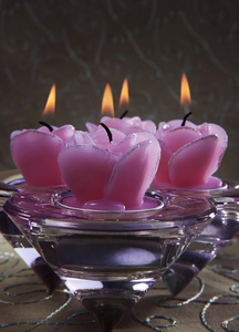 装饰的粉红色蜡烛