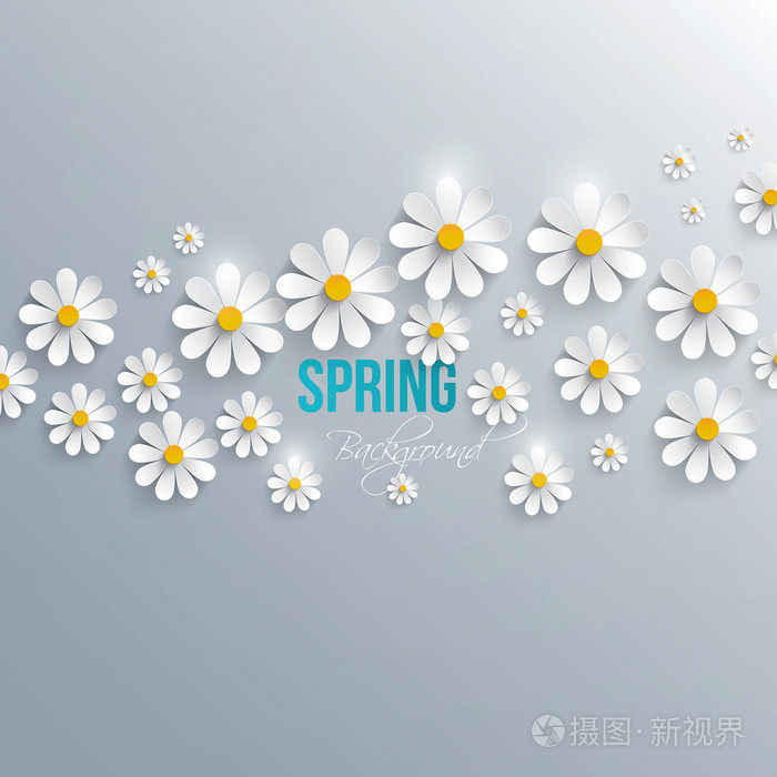 抽象的春天背景用纸花。矢量