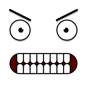 一个向量可爱卡通白色愤怒的脸照片