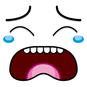 一个哭脸的矢量可爱的卡通白色照片