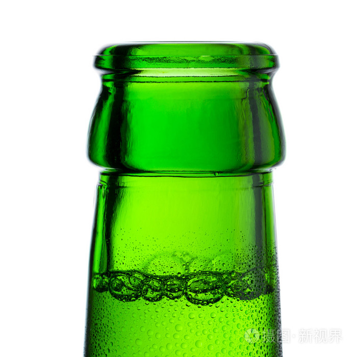 啤酒瓶瓶颈气泡冷凝滴水绿色冷露啤酒迪斯科夏日聚会
