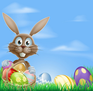 复活节兔子和巧克力蛋