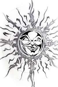 太阳素描画法图片