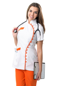 护士用听诊器和文件夹