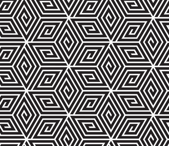 黑色和白色的欧普艺术设计 矢量无缝图案背景