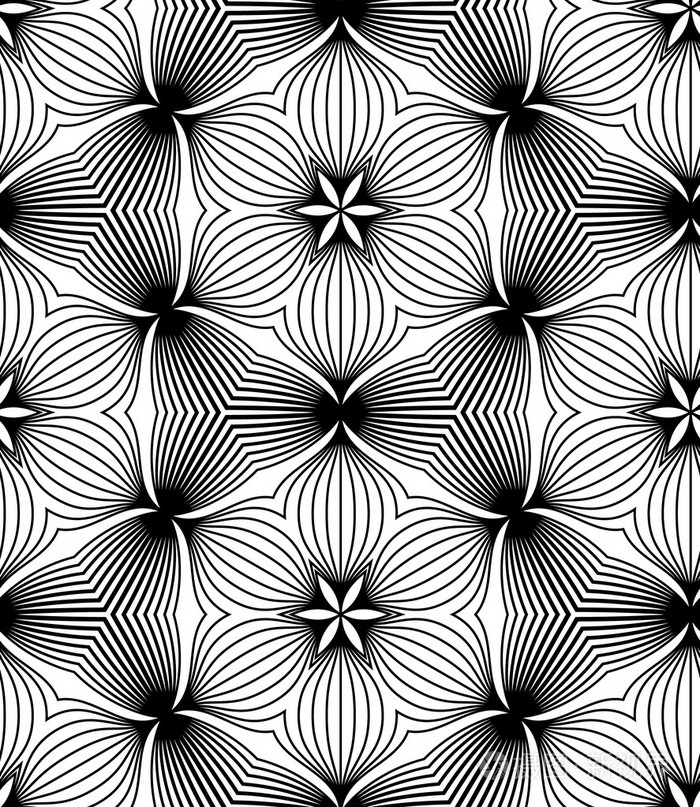 黑色和白色的欧普艺术设计, 矢量无缝图案背景插画-正版商用图片1f0zq