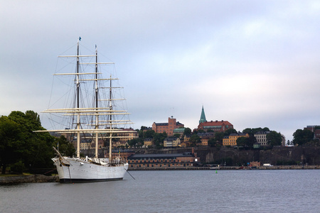斯德哥尔摩，瑞典大堤的视图
