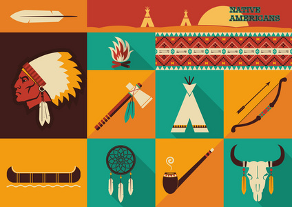 土著美国人 icons.vector 平面设计