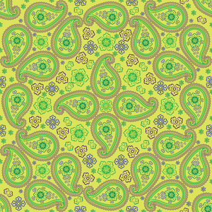 佩斯利织物无缝 pattern.oriental motif.green 颜色