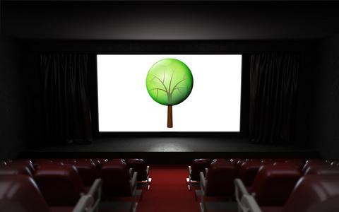 空的影院礼堂与自然投影在屏幕上