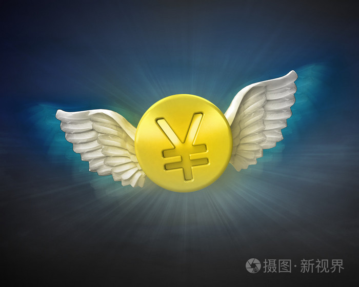 金黄的硬币与天使的翅膀