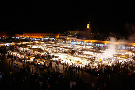赛义德 el fnaa 广场和市场放在马拉喀什，摩洛哥