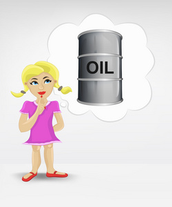 年轻的女孩对石油商品的思考