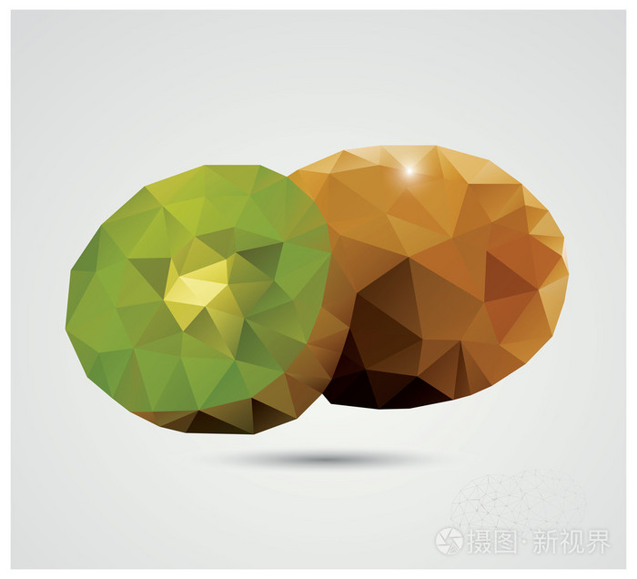 几何多边形水果,三角形,猕猴桃,矢量图