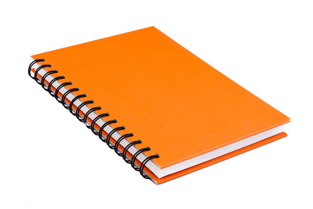 孤立的白色衬底上的橙色笔记本