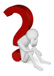 悲伤 3d 的男子坐在地上倚着问号问号红色问号问号问号问号女企业家