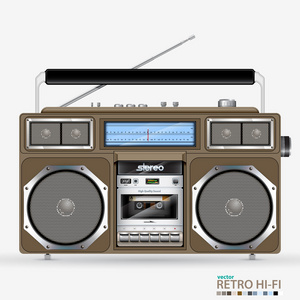 矢量复古立体声收音录音机照片
