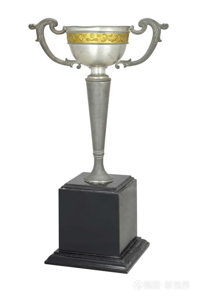 白色,具有剪切路径上孤立的冠军老式银奖杯