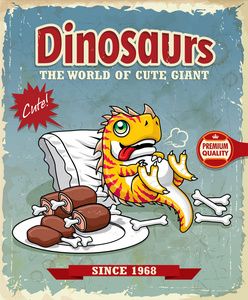 老式的恐龙可爱海报设计图片