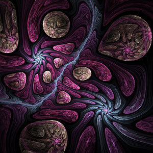 紫色的分形螺旋状排列，为平面创意设计数码艺术作品