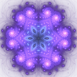 紫罗兰色花曼陀罗，平面创意设计的数字分形图稿