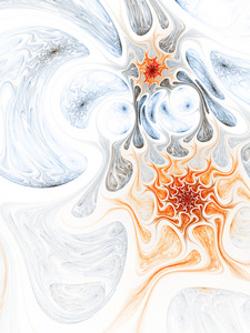 柔和的橙色分形螺旋状排列，为平面创意设计数码艺术作品