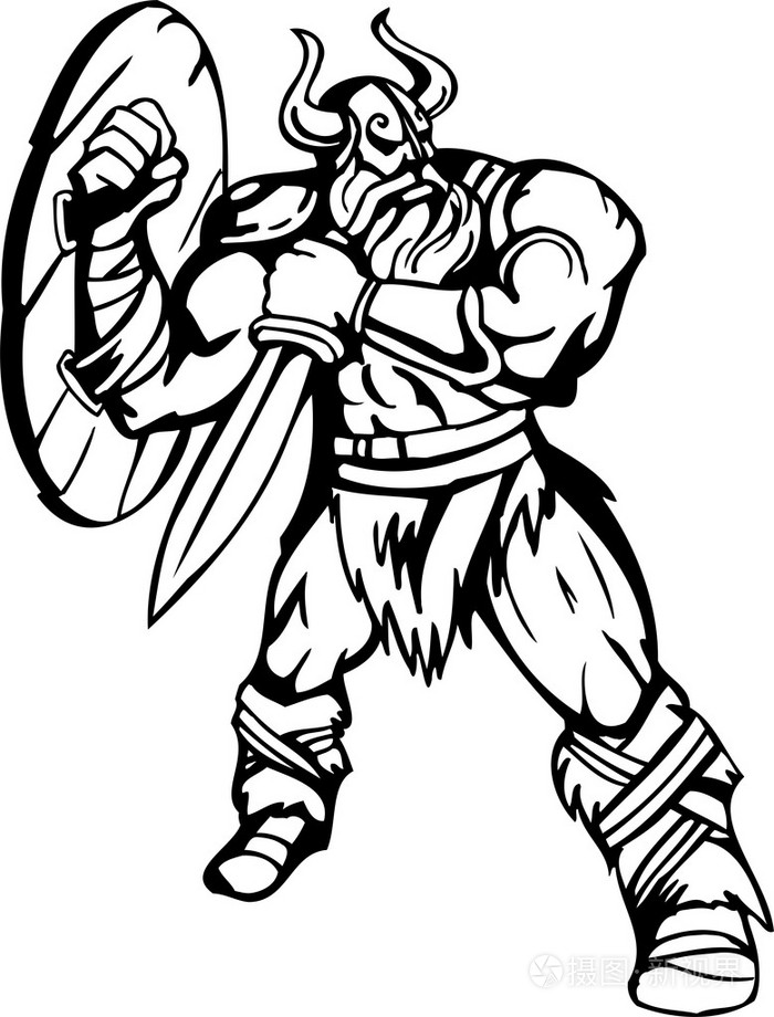 北欧的维京人-矢量插画.乙烯基-准备好了