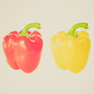 复古外观红色和黄色辣椒