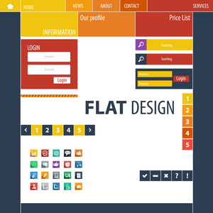 平的 web 设计 元素 按钮 图标。网站模板