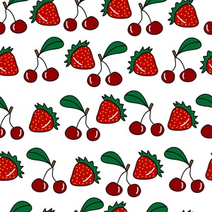 新鲜的草莓和樱桃的无缝模式