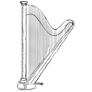 矢量素描竖琴照片