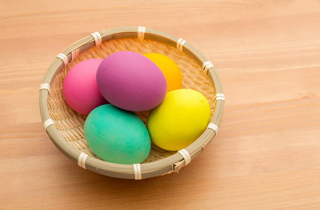 复活节彩蛋在篮子里