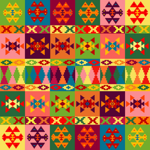地毯与民间饰品在不同民族图案背景
