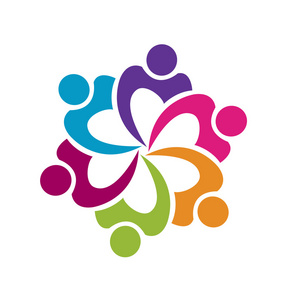 拥抱徽标中的团队合作精神图片-拥抱徽标中的团队合作精神素材-拥抱