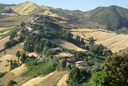 非洲景观和村庄