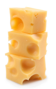 块奶酪，孤立的白色衬底上