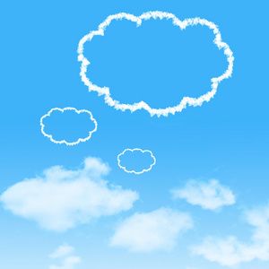 云形图标与蓝蓝的天空背景上的设计