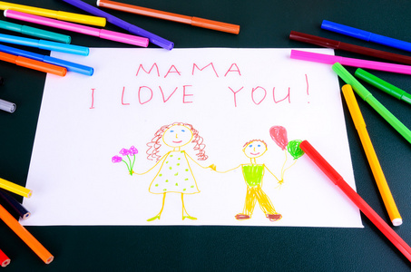 妈妈我爱你彩绘图片