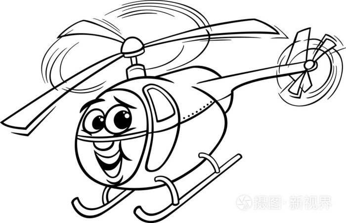 直升机卡通着色书插画-正版商用图片1f3s1s-摄图新视界