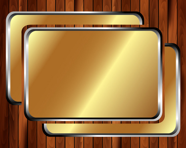 金属金色框在一个木制的背景 2