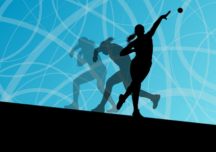 铅球现代夏季体育标志符号铅球投掷剪影推铅球序列昏昏欲睡的女人早早