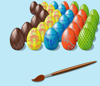 Easter eggs and brush